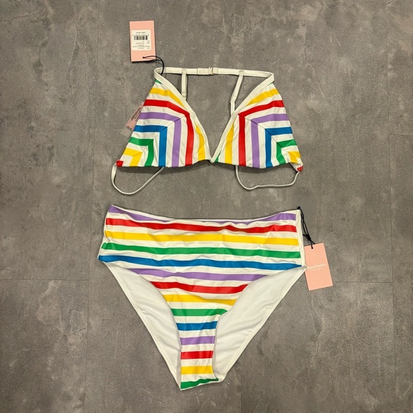 Juicy Couture Other - JUICY COUTURE Rainbow Bikini Two Piece Swimsuit Size XL NWT